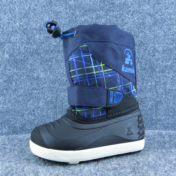 Kamik Boys Snow Boot Shoes Black Synthetic Drawstring Size T 8 Medium - Picture 1 of 9